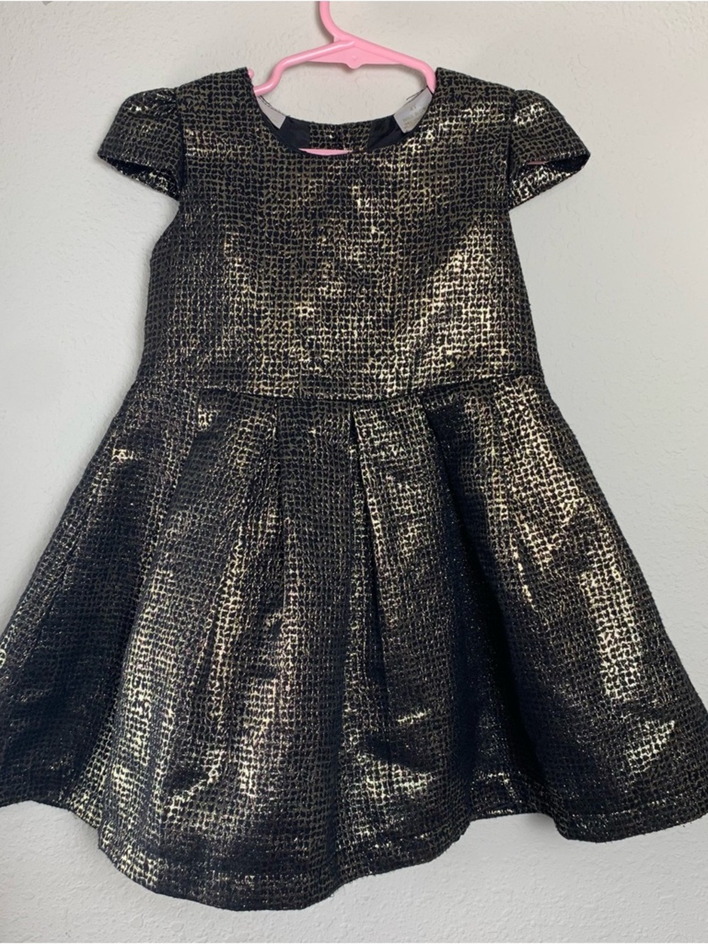 Kardashian Kids Black and Gold Metallic Patterned Dress 4T  Wedding  Fancy
